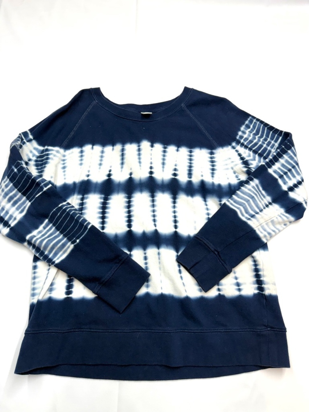 OLD NAVY Womens Medium Blue White Tie Dye Long Sleeve Terry Sweatshirt i20
